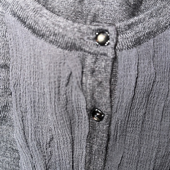 Talbots Cardigan 100% Italian Merino W/Silk Ruffle Detail Cat Eye Buttons SZ XL - Picture 7 of 8
